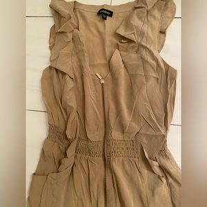 Bebe brown tan ruffle dress S